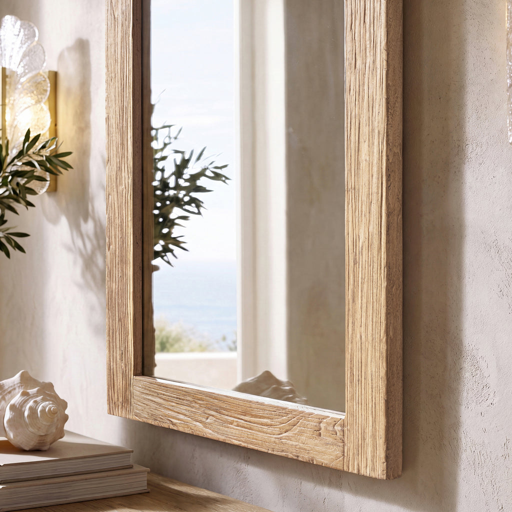 Langford 47" Solid Reclaimed Elm Wall Mirror, Heritage Light