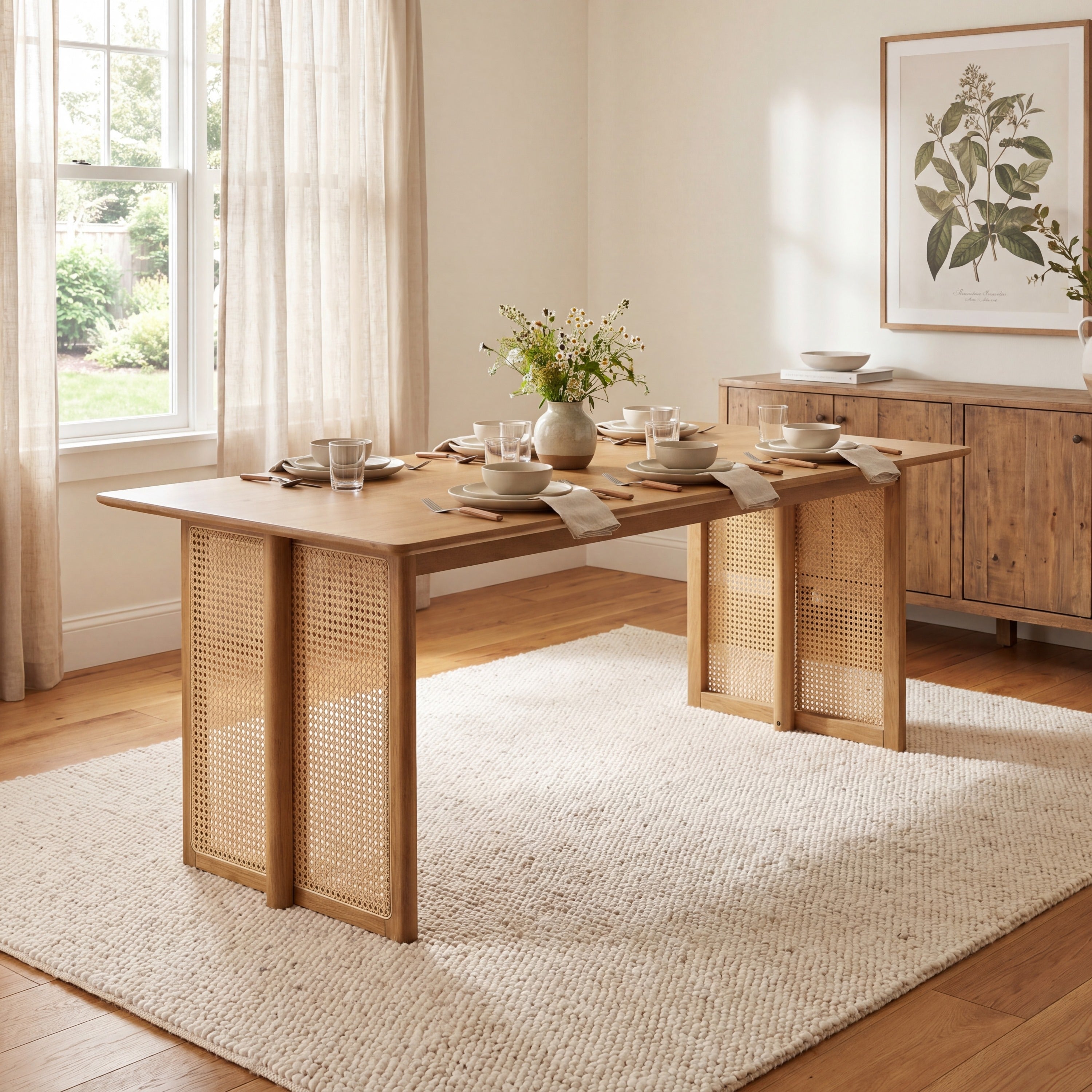Natural Rubber Wood Dining Table
