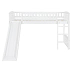 Twin Size Loft Bed With Slide And Ladder - White
