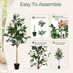 Artificial Camellia Tree 5-FT - Faux Plants Indoor Decoration