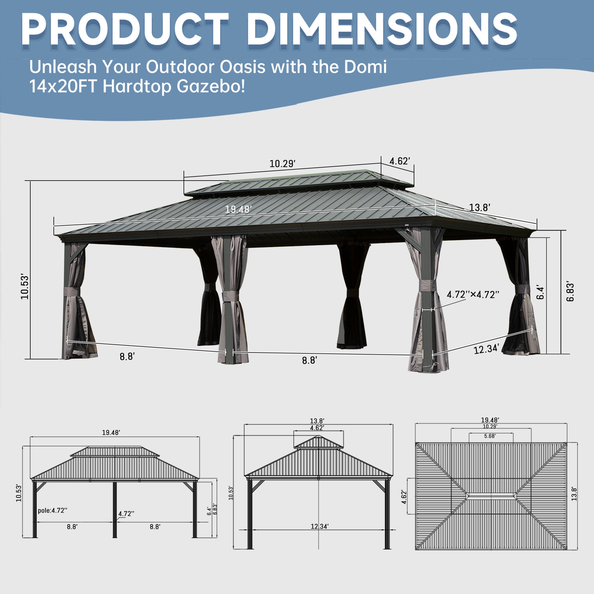 14' X 20' Hardtop Gazebo