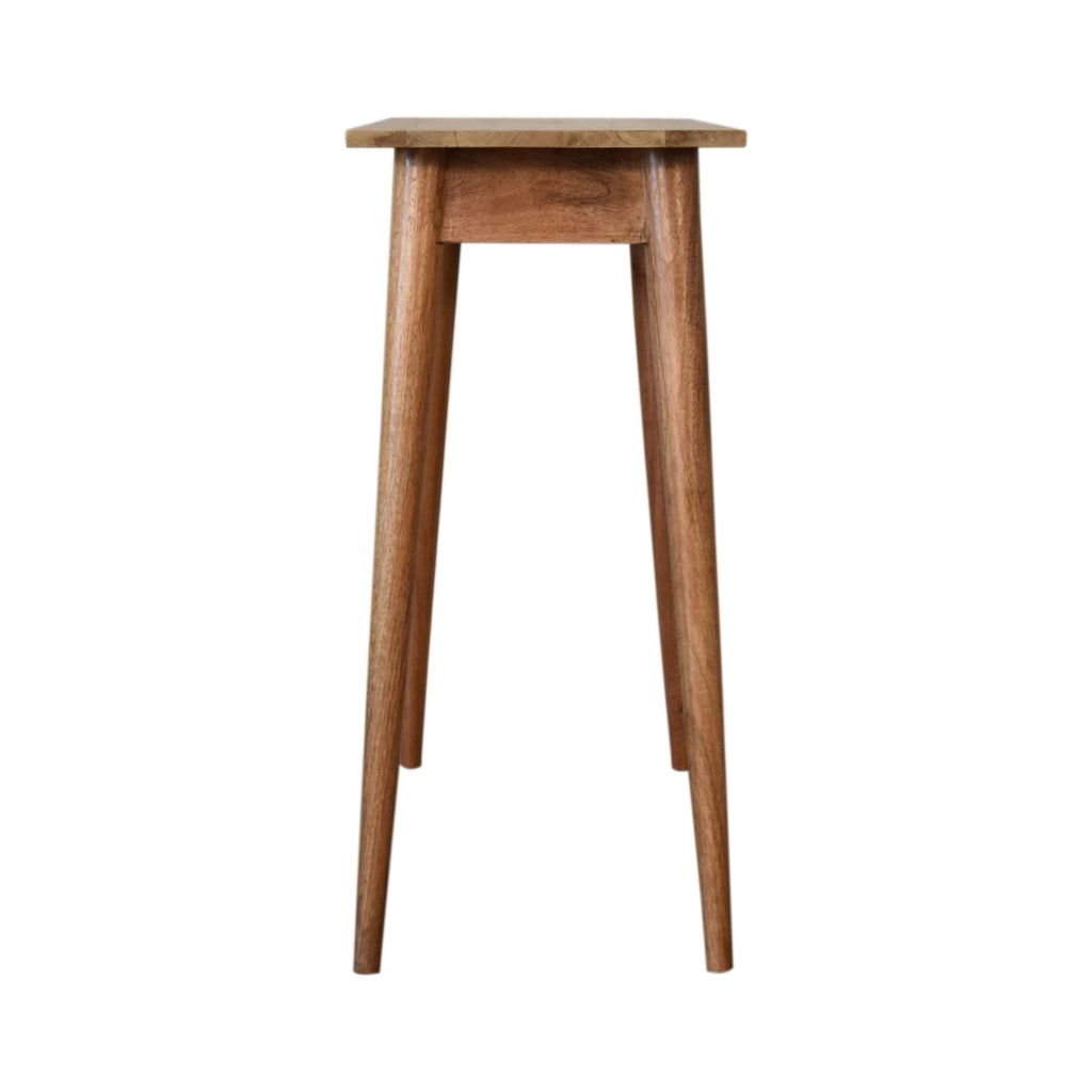 Solid Wood Mini Nordic Style Writing Desk, Oak-ish, 1-Drawer, Nordic Legs