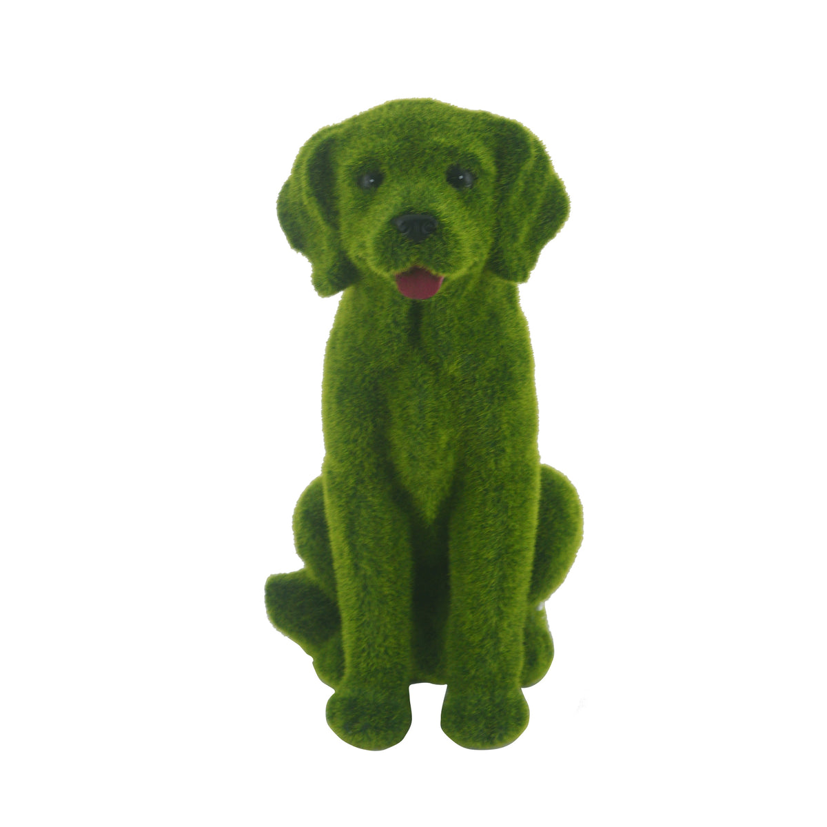 Flocked Dog Garden Statue - 13.78" Resin Figurine
