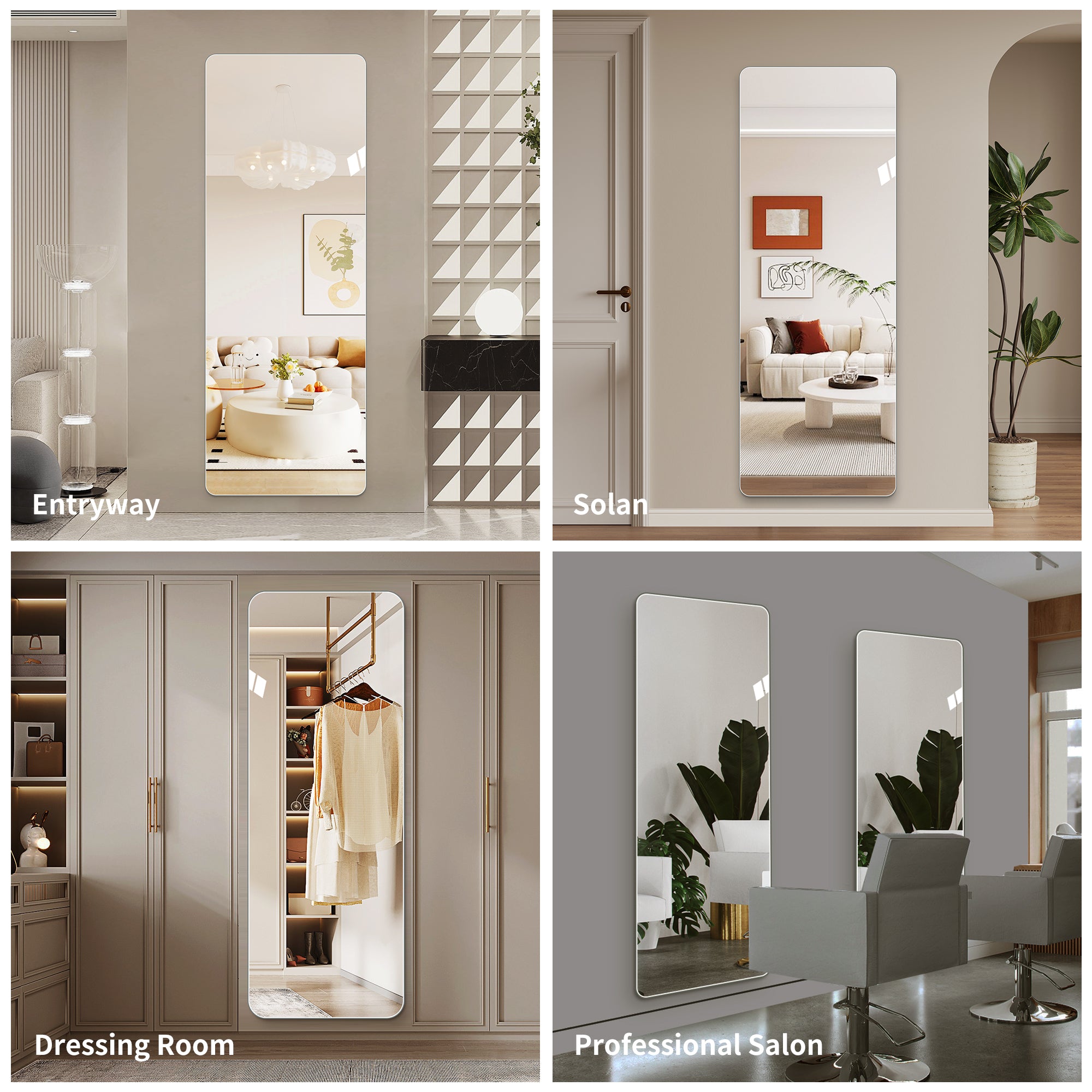 60"x 15" Full Body Round Corner Mirror