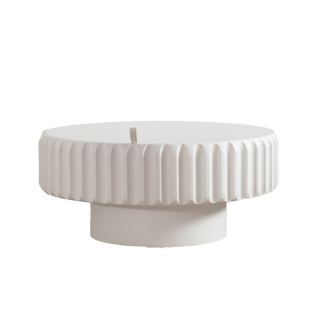 Round Fluted Storage Table with Lift-Off Lid