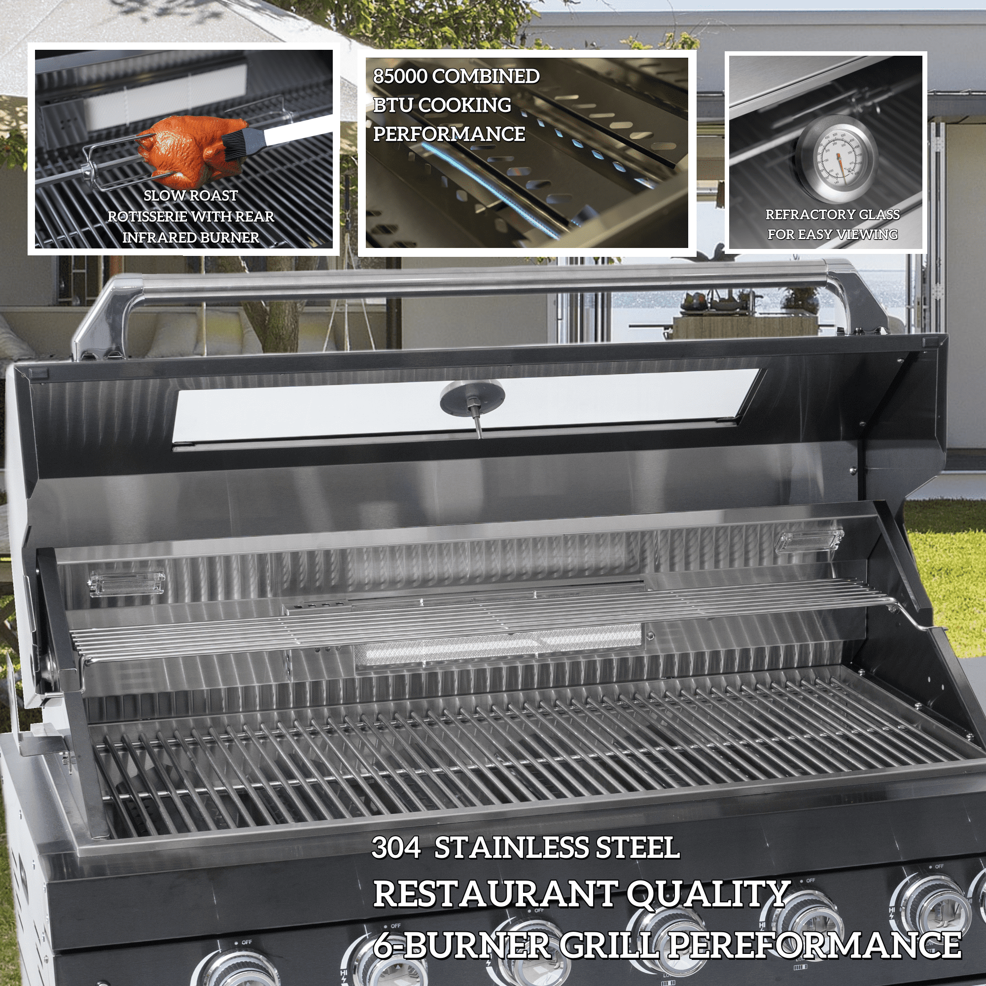 94-Inch Deluxe Stainless Steel Gas Outdoor Kitchen Barbecue Grill