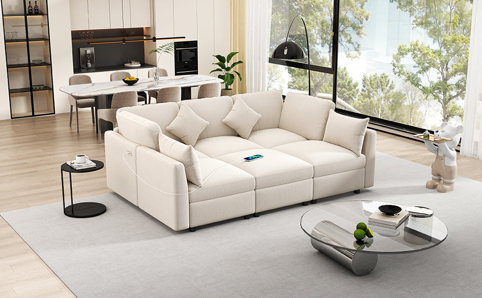 86.6" Sectional Sofa Modular Sofa U-shaped Sofa Couch