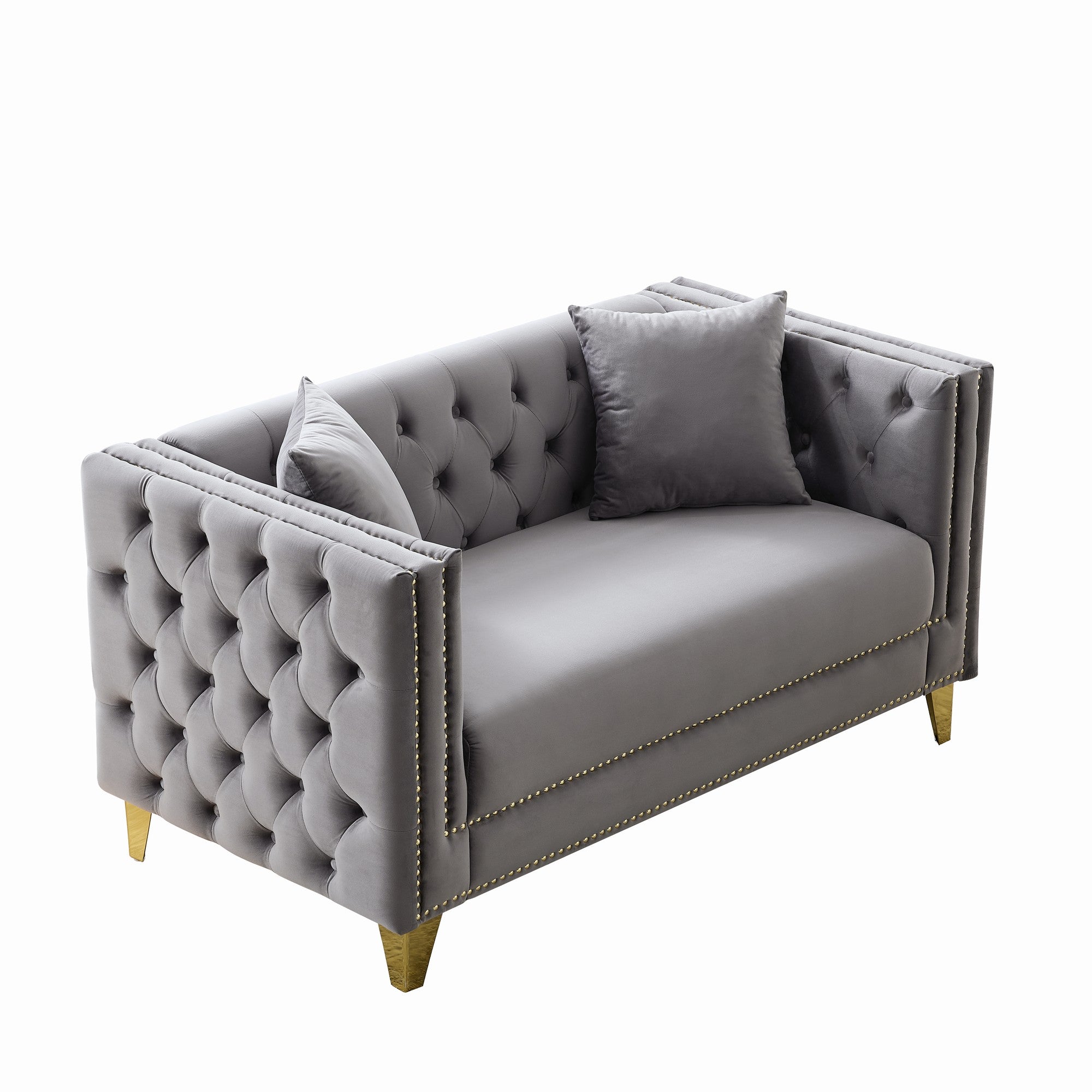 58" Chesterfield Velvet Sofa - 2 Seater Modern Loveseat