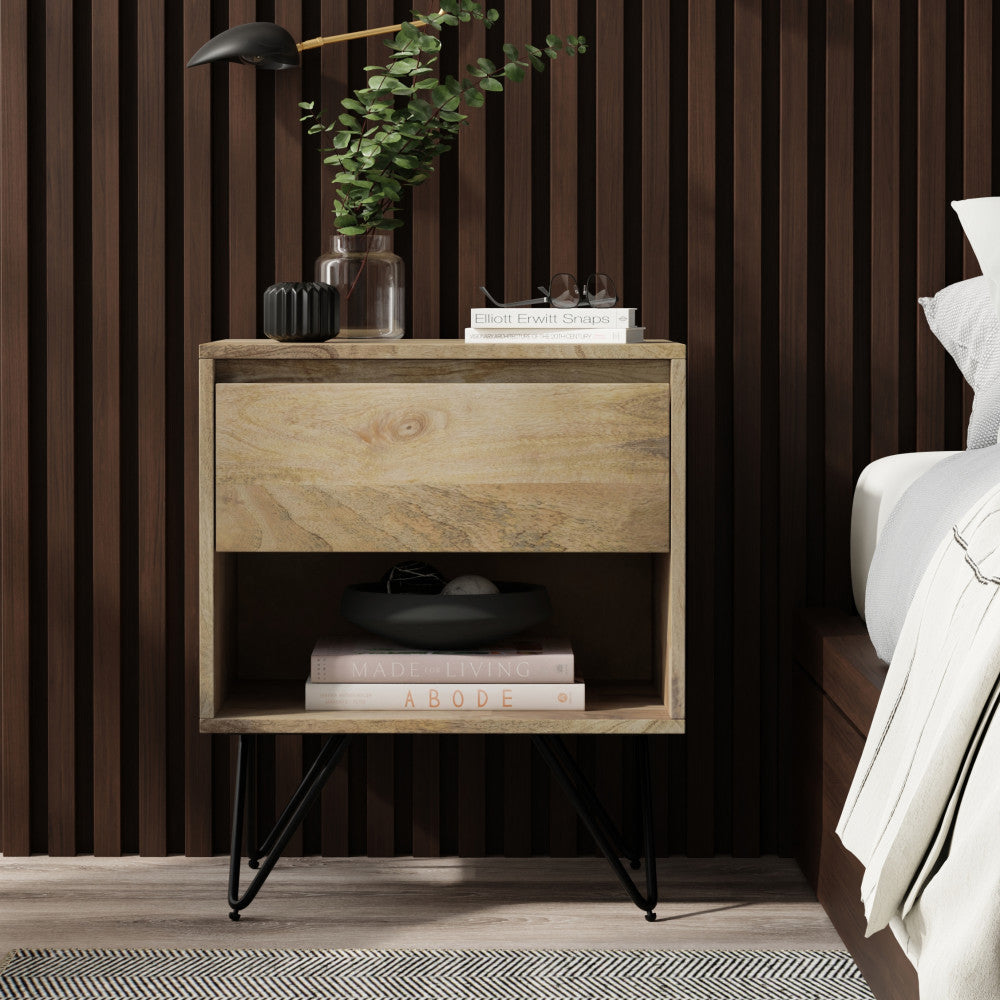 Hunter Solid Mango Wood Nightstand in Refined