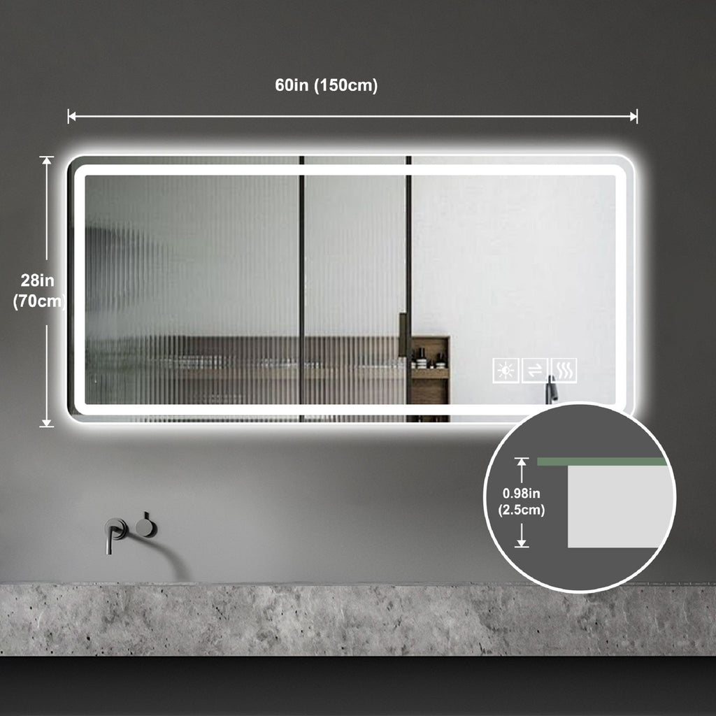 60X28 Inch LED Bathroom Mirror