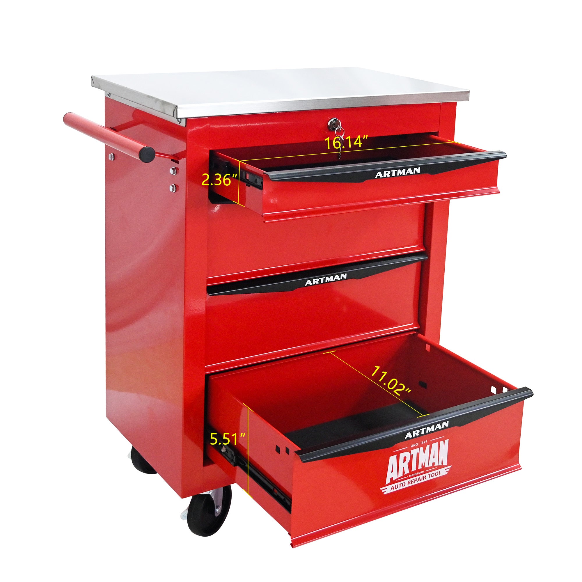 4 Drawers Multifunctional Tool Cart with Wheels