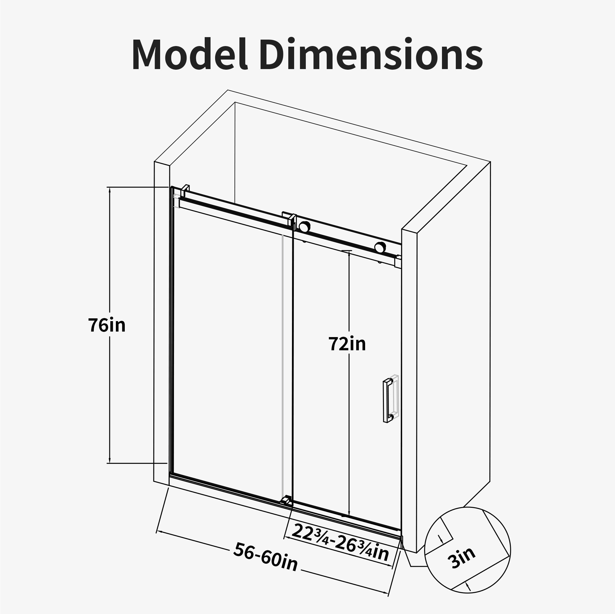 Frameless Single Sliding Soft-Close Shower Doors