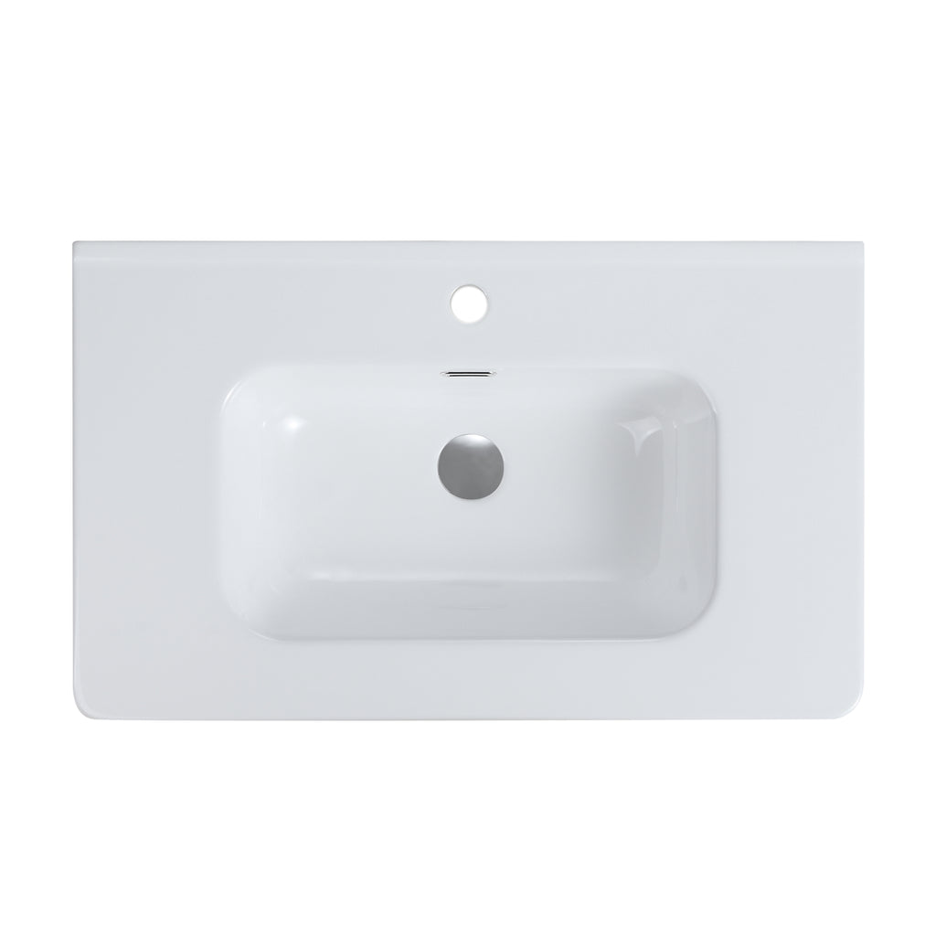 Glossy White Ceramic Integrated Basin
