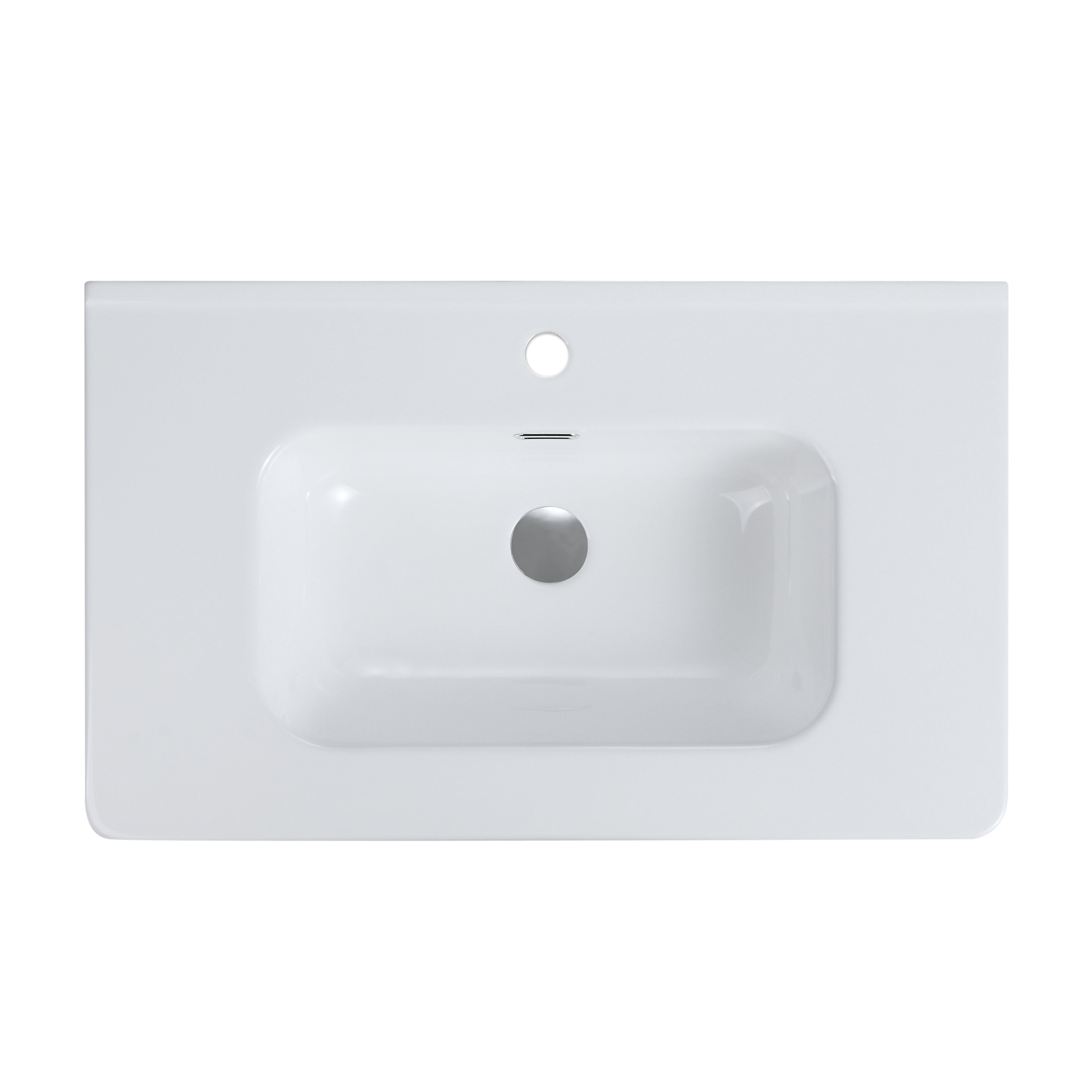 Glossy White Ceramic Integrated Basin