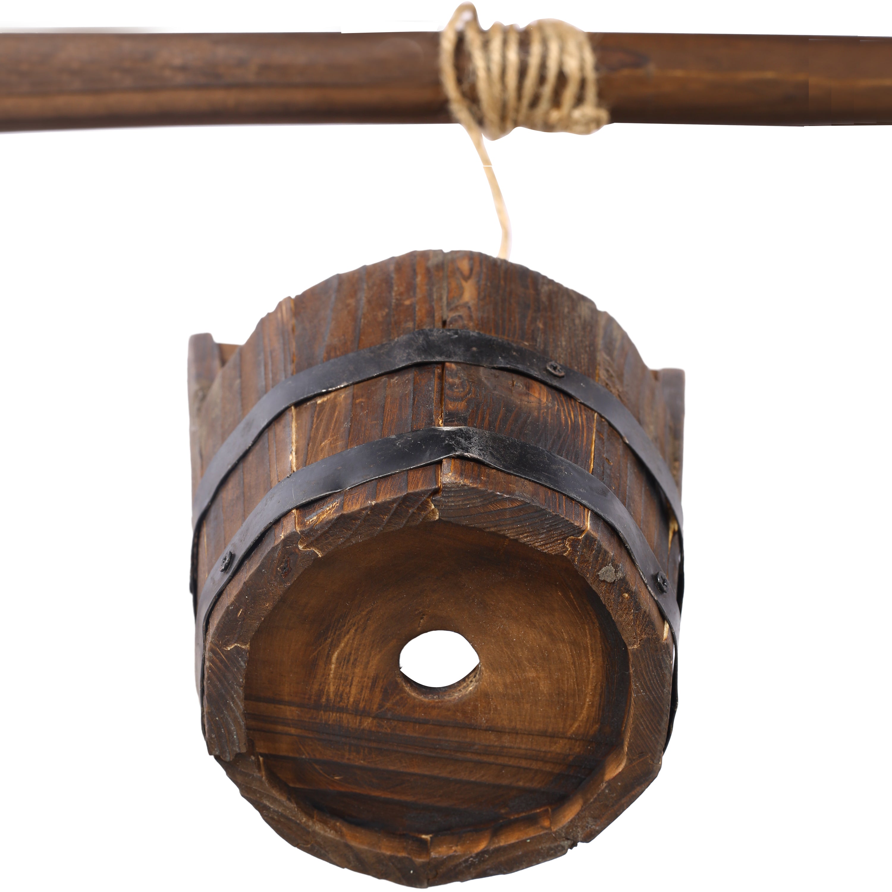Rustic Wooden Wishing Well Planter Outdoor Home Décor