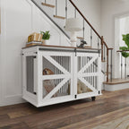 47.2" Mobile Dog Crate with Flip-Top Feeding Door