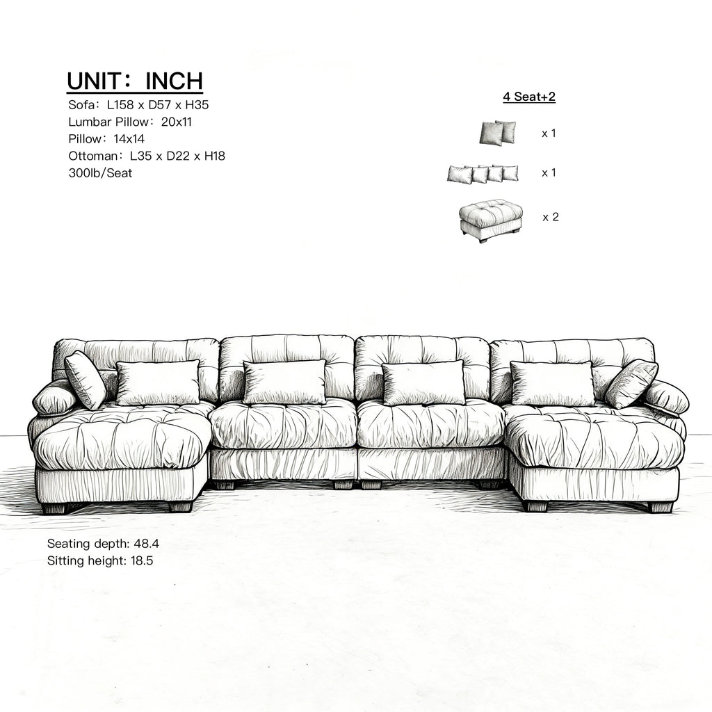 U Shaped Couch Modular Sectional Sofa