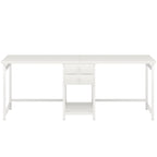 79-Inch Two Person Computer Desk with Drawers and Storage Shelves