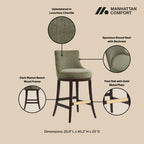 Lucia Wood Upholstered Chenille Barstool in Leaf