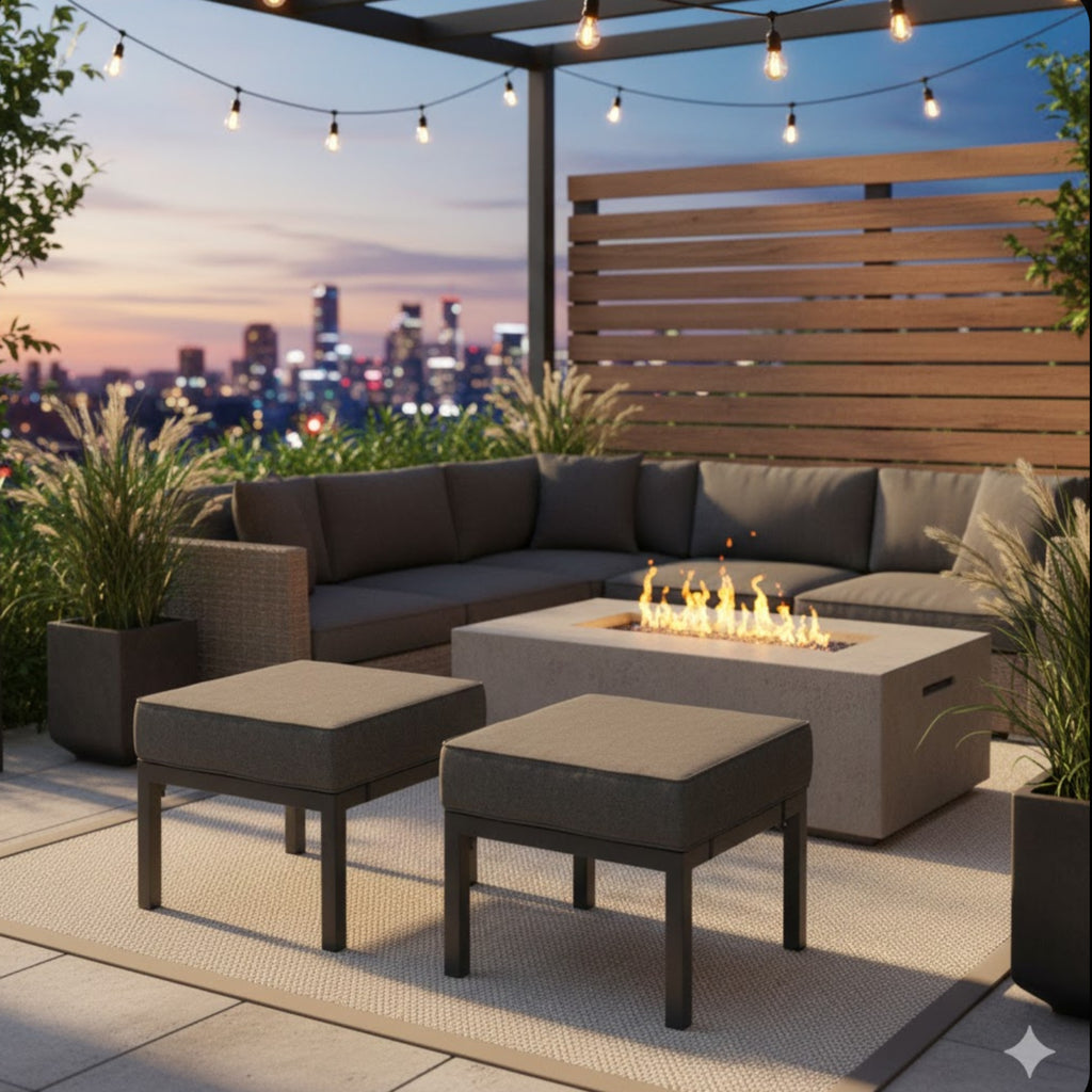 Set of 2 24" Aluminum Patio Ottomans