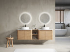 72'' Wall-Mounted Bathroom Vanity With Ceramic Art Sink