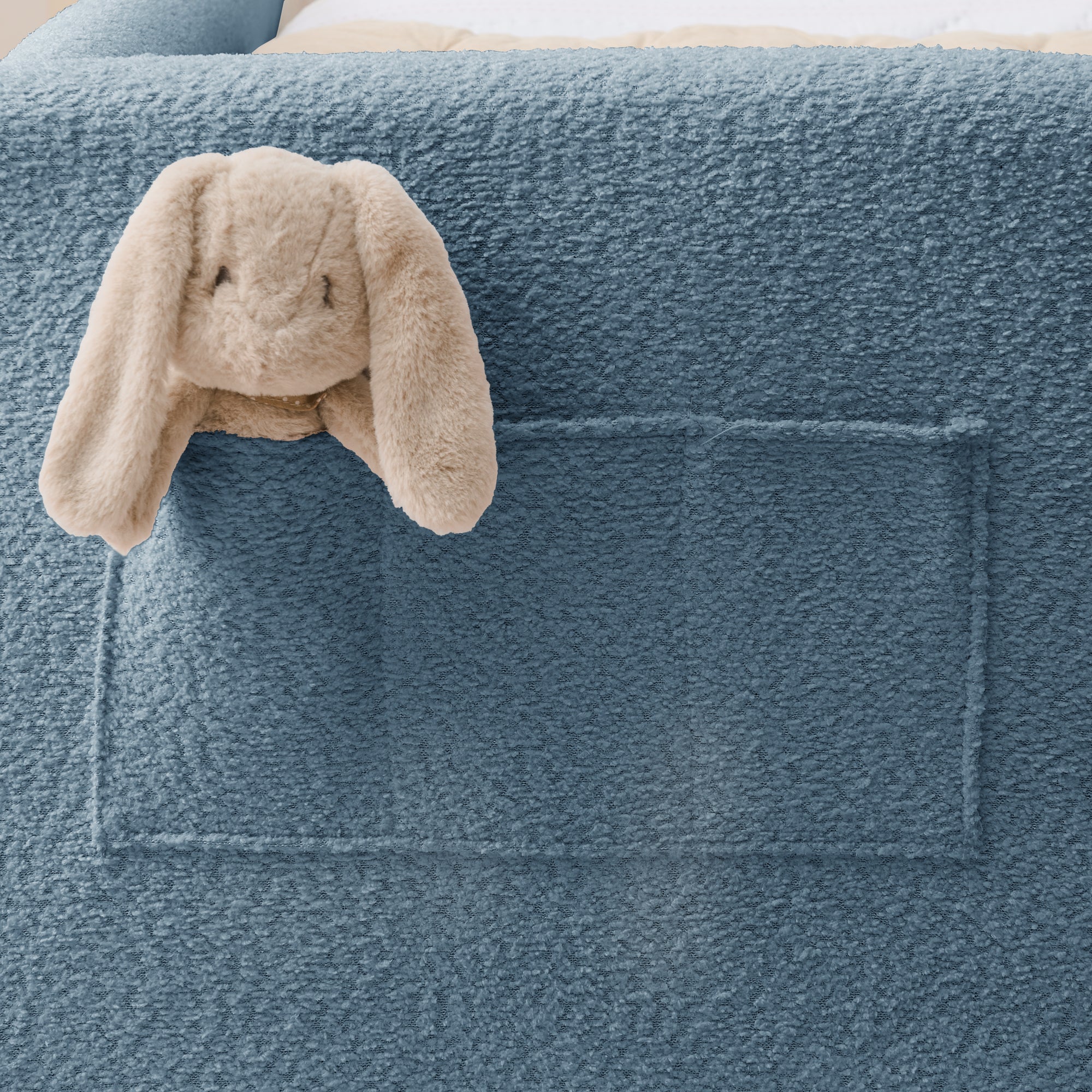 Twin Size Upholstered Platform Bed with Rabbit Ear Headboard