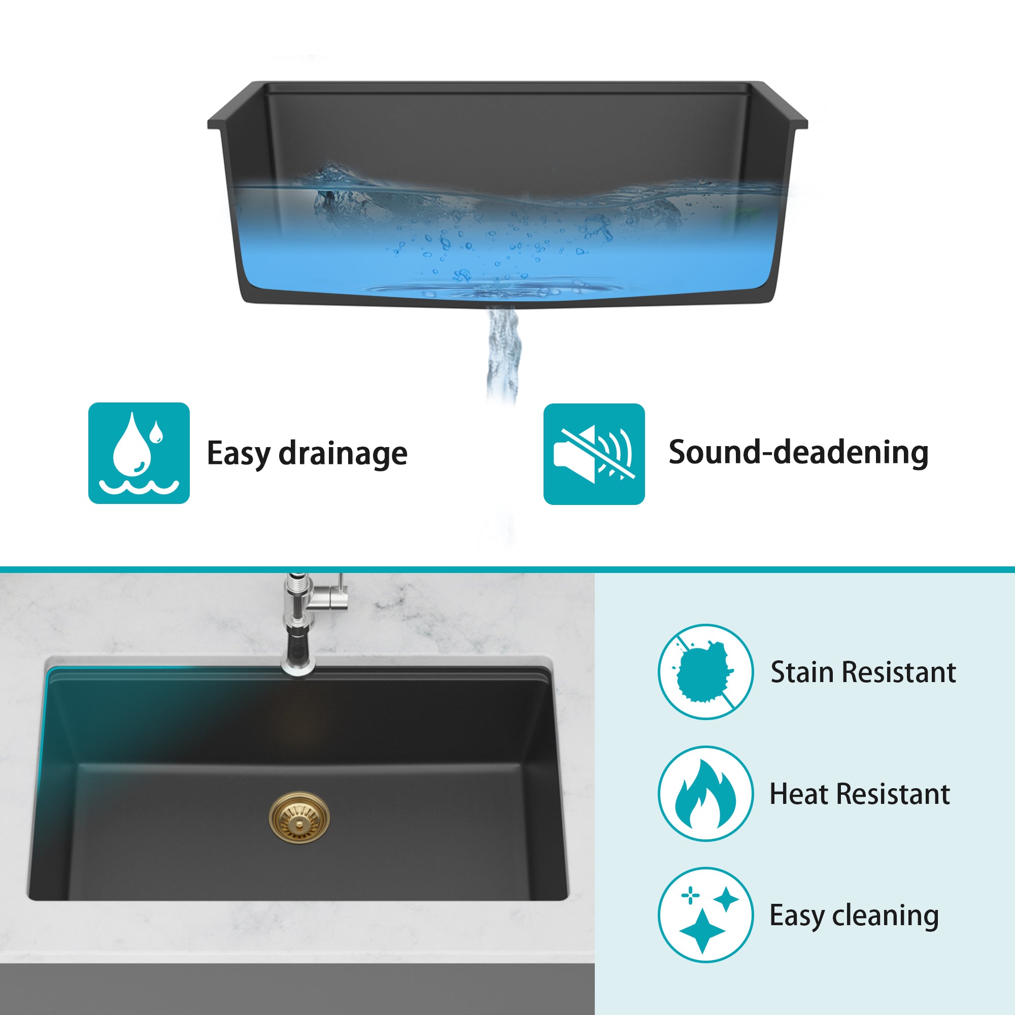 Quartz Kitchen Sink - 30" x 19" x 9.65"