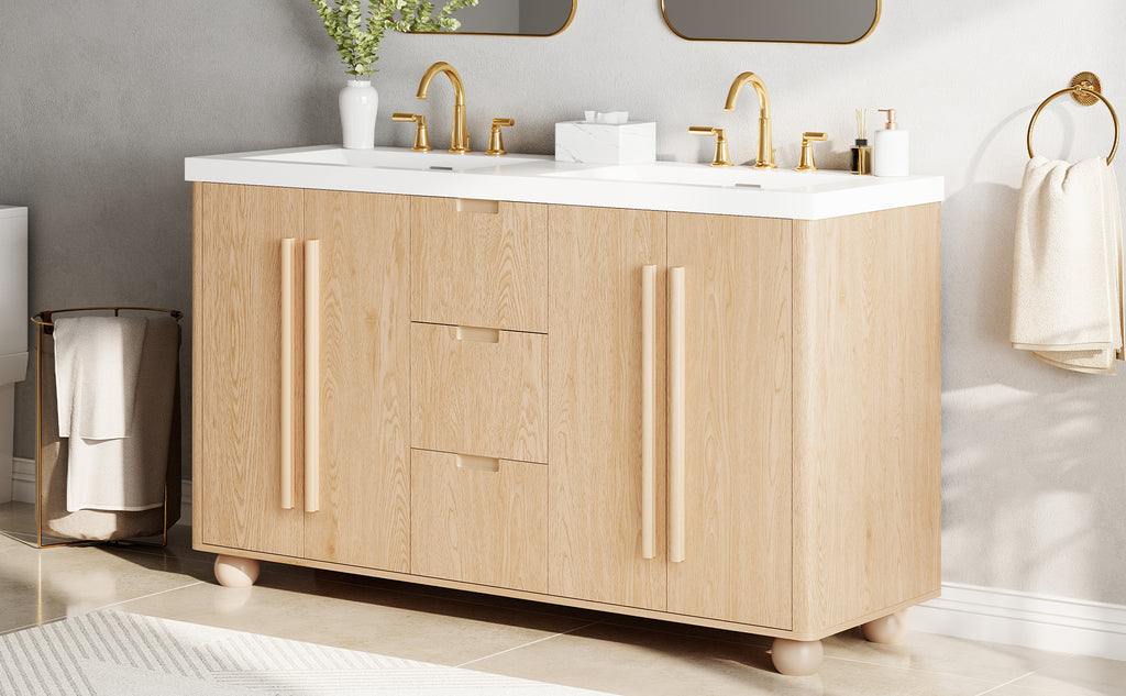 59.1" Double Sink Bathroom Vanity with Resin Sinks