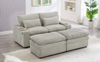 Loveseat Sofa 70.9" Convertible with Ottoman and USB Ports