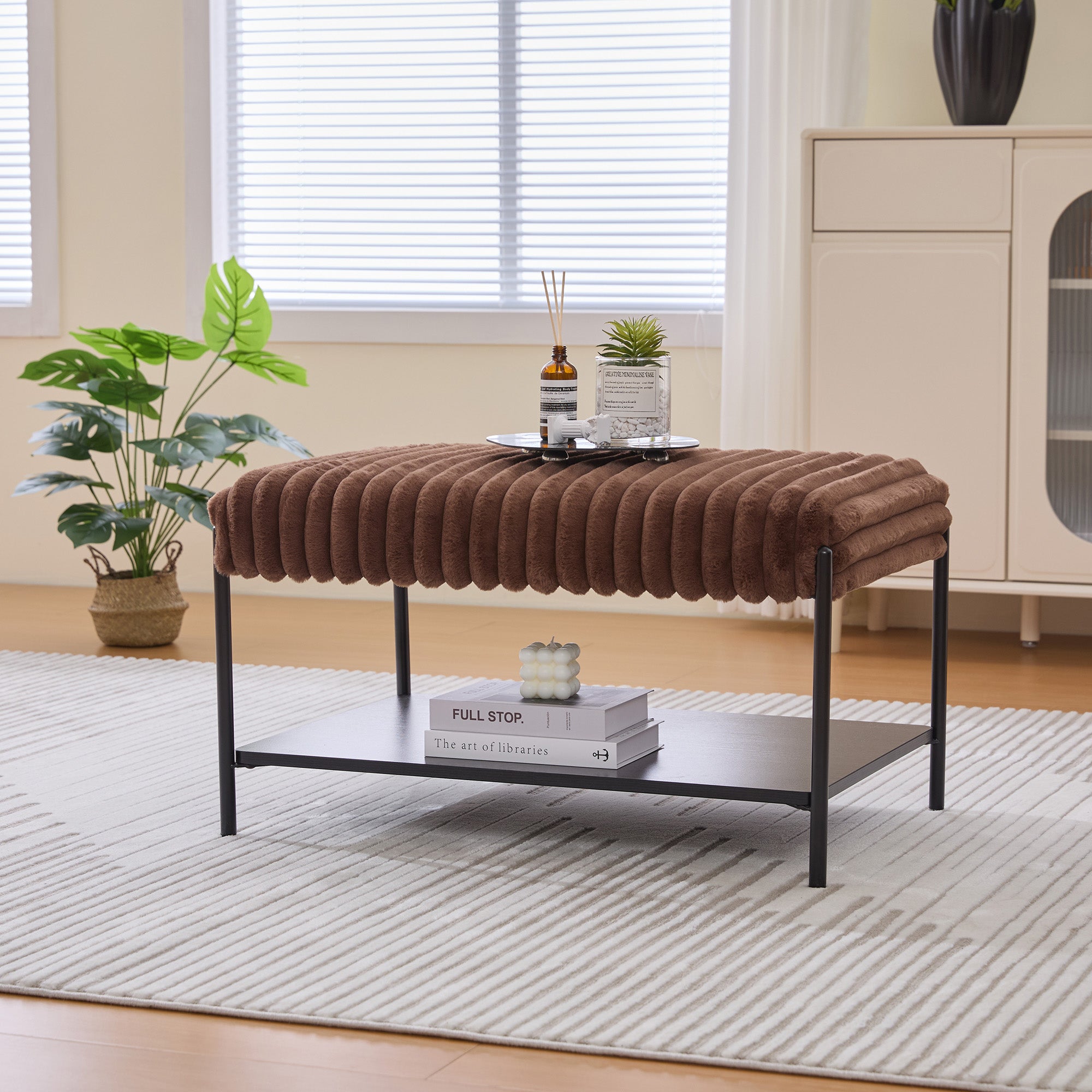 30.7" Wide Upholstered Ottoman Coffee Table Foot Rest