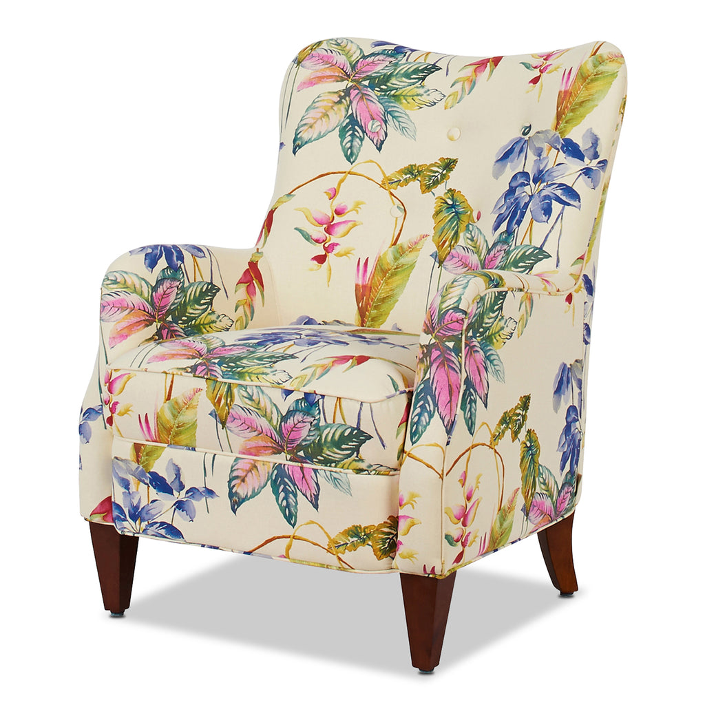 Paradise Upholstered Arm Chair, Off-White/Floral Printed On Cotton