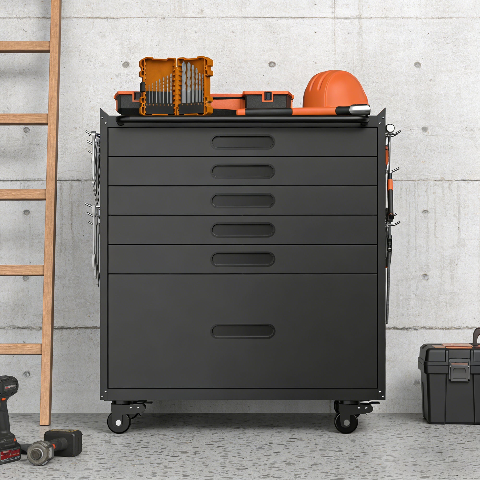 34.3" Rolling Tool Chest with 6 Drawers