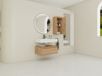 30 Inch Wall-Mounted Bathroom Vanity with Resin Sink and Side Cabinet