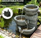 Garden Fountain - Tall Outdoor Waterfall Fountain with LED Lights
