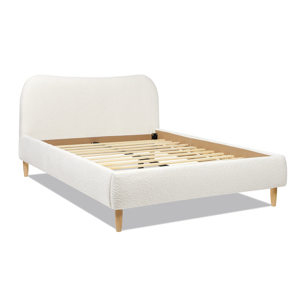 Roman Curved Headboard Upholstered Platform Bed, Queen