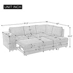 Mirod 91.5-Inch L Shaped Couch with Pull Out Bed
