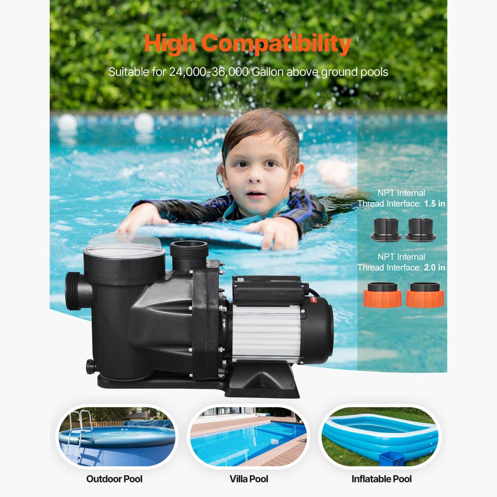 2 HP Above Ground Swimming Pool Pump