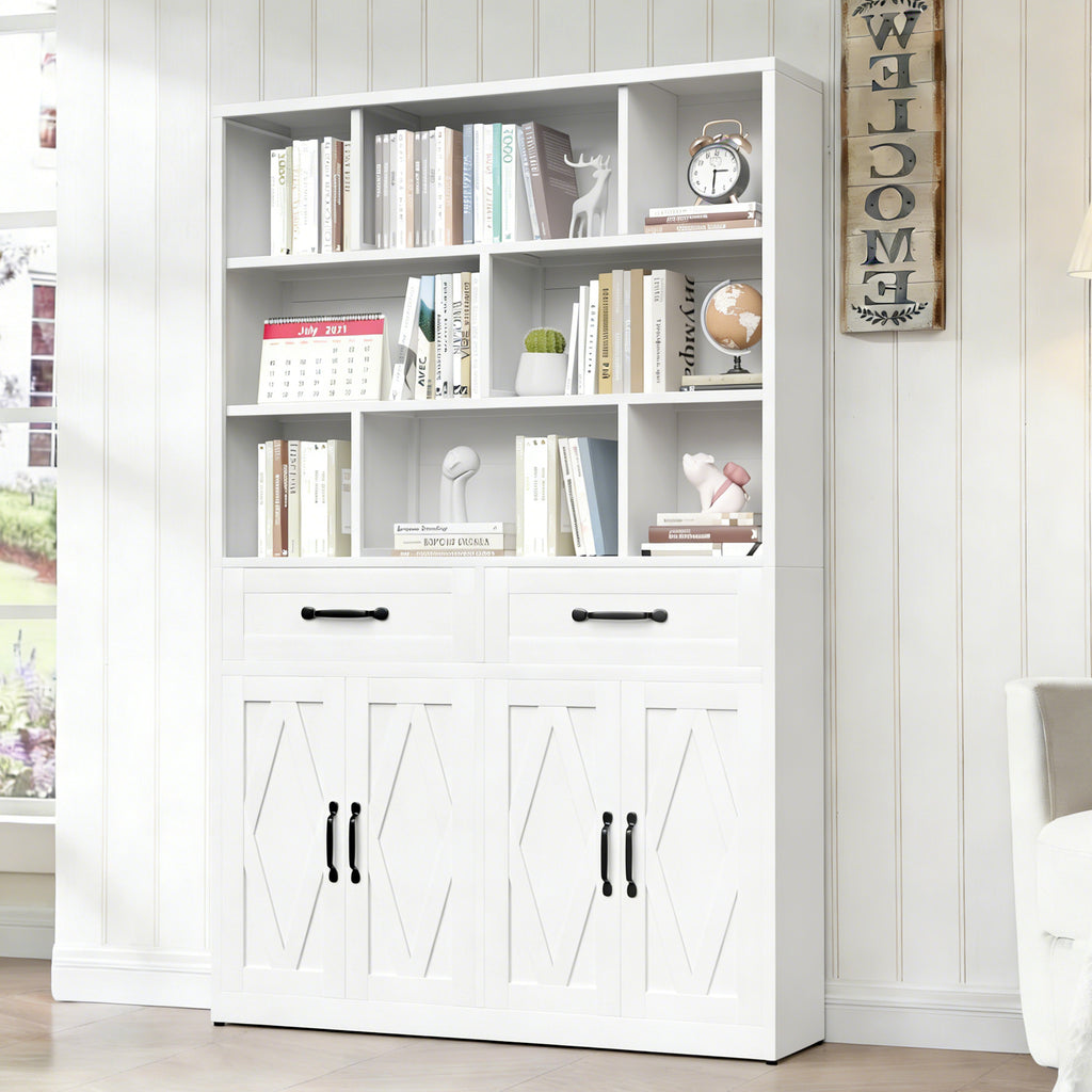 71" H Metal Bookcase with 2 Doors & 2 Drawers