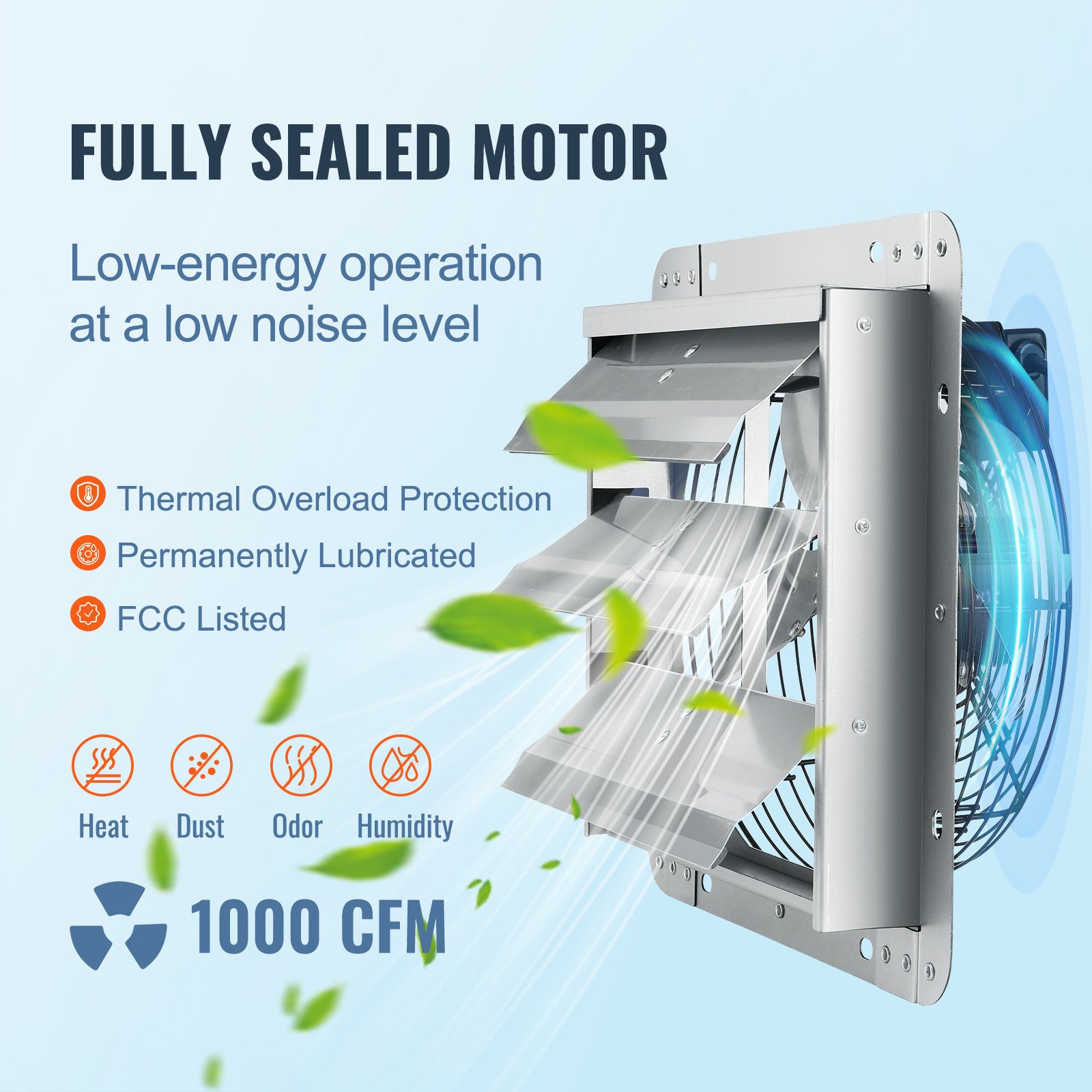 12" Shutter Exhaust Fan - High-Speed 1000 CFM