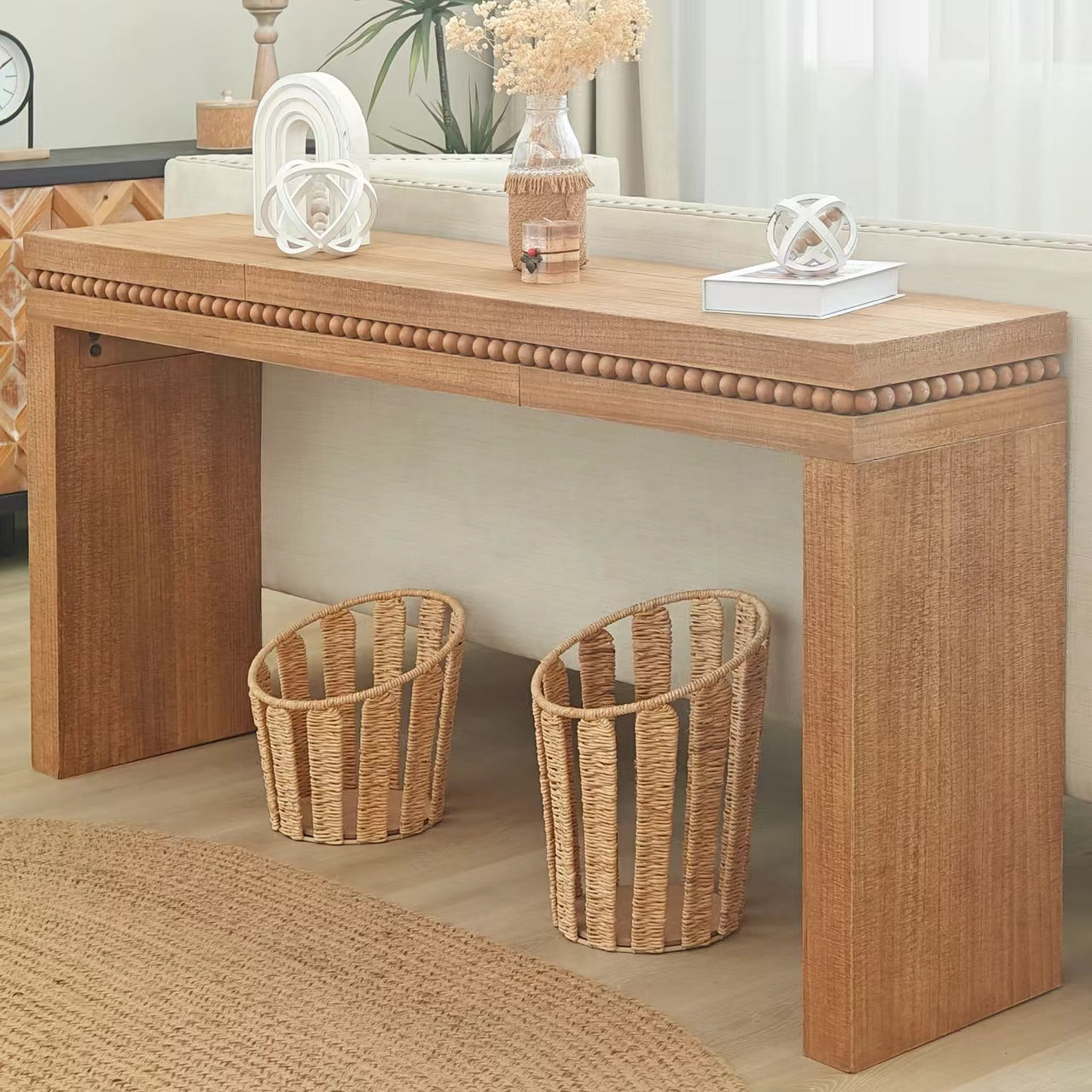 64in Rustic Wood Console Table