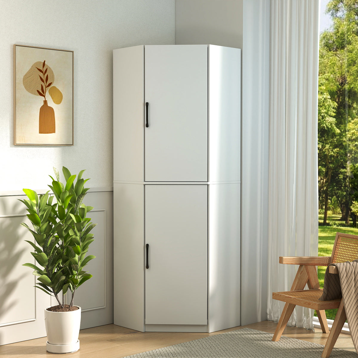 White Corner Kitchen Pantry Cabinet