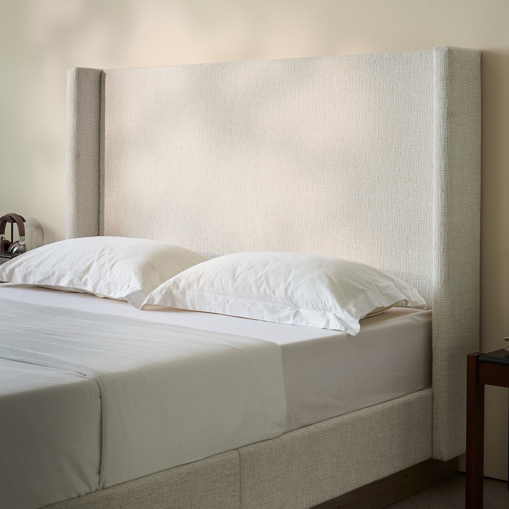 Hosford Upholstered Wingback Bed - California King - Oat Boucle