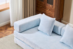Light Blue Chenille Convertible Floor Couch