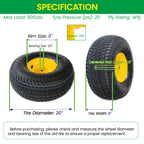 Set of 2 Lawn Mower Tires and Wheel Assembly