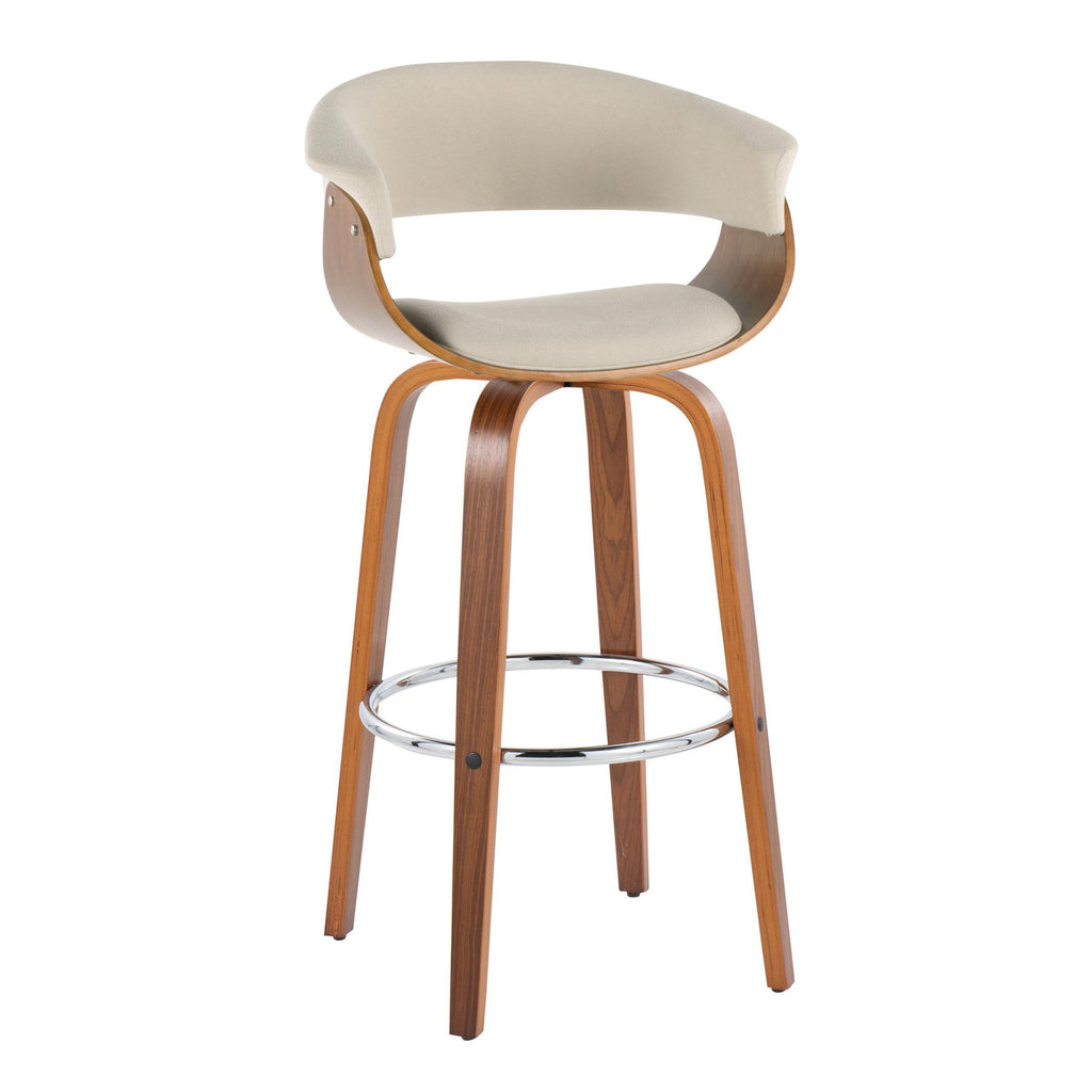 30" Mid-Century Modern Fixed-Height Barstool with Swivel