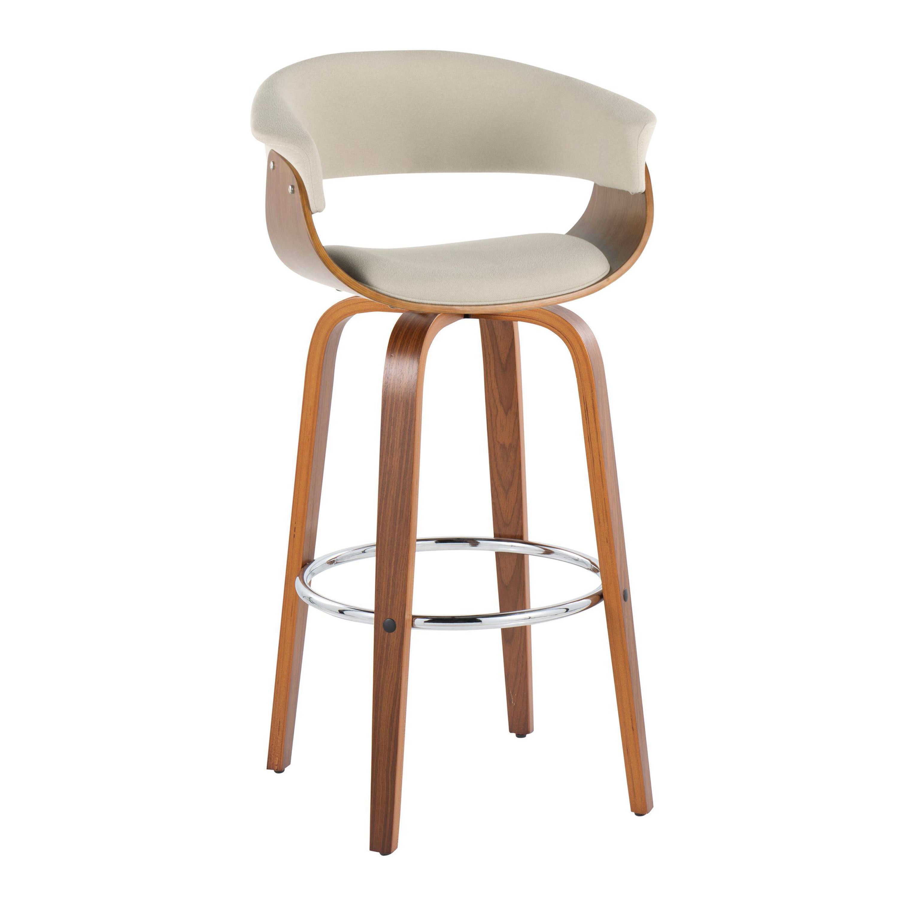 30" Mid-Century Modern Fixed-Height Barstool with Swivel