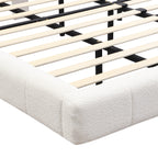 White Boucle Floating Bed with Light (Queen)