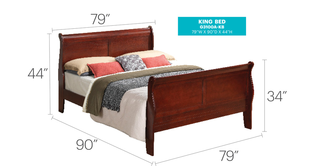 Charming Traditional King Bed In Cherry Finish