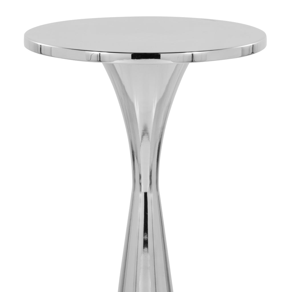 22" Contemporary Metal Side Table in Polished Nickel