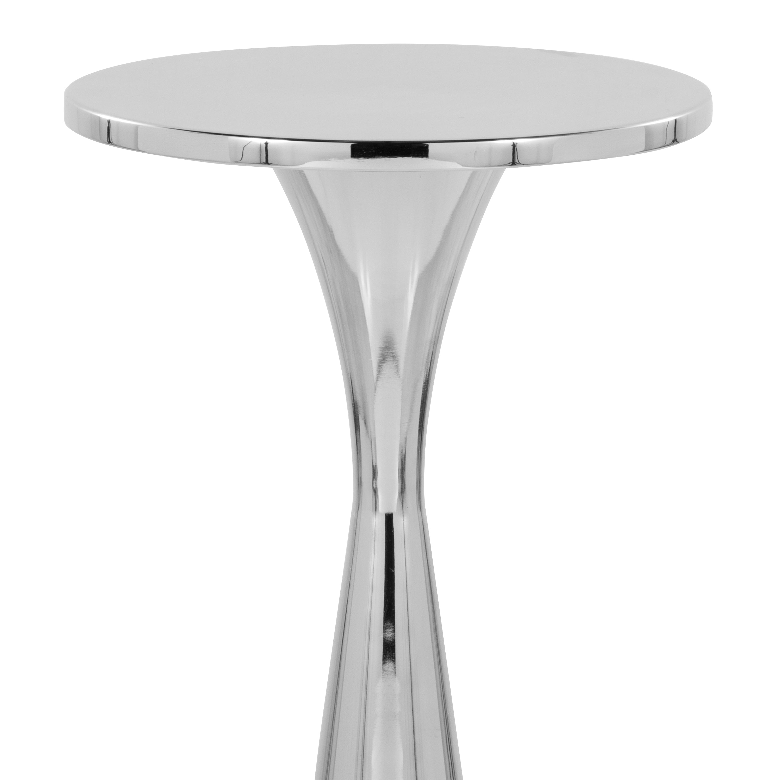 22" Contemporary Metal Side Table in Polished Nickel